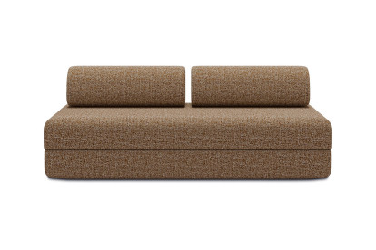 Canapé 3 places convertible et modulable, mousse écologique et assise ferme  - Tissu tweed Marron