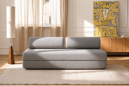 Canapé 3 places convertible et modulable, mousse écologique et assise ferme  - Tissu tweed Gris