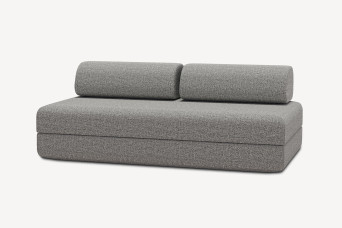 Canapé 3 places convertible et modulable, mousse écologique et assise ferme  - Tissu tweed Gris