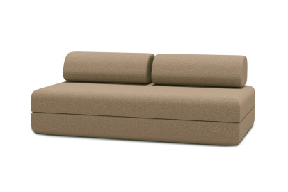 Canapé 3 places convertible et modulable, mousse écologique et assise ferme  - Tissu lisse Marron