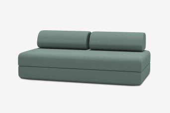 Canapé 3 places convertible et modulable, mousse écologique et assise ferme  - Tissu lisse Vert