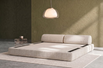Canapé 3 places convertible et modulable, mousse écologique et assise ferme  - Velours côtelé Blanc