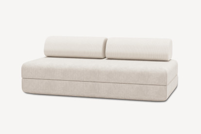 Canapé 3 places convertible et modulable, mousse écologique et assise ferme  - Velours côtelé Blanc