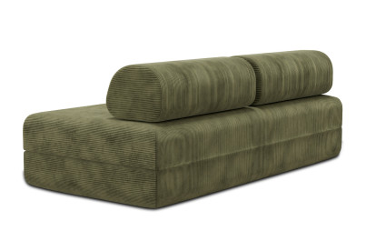 Canapé 3 places convertible et modulable, mousse écologique et assise ferme  - Velours côtelé Vert