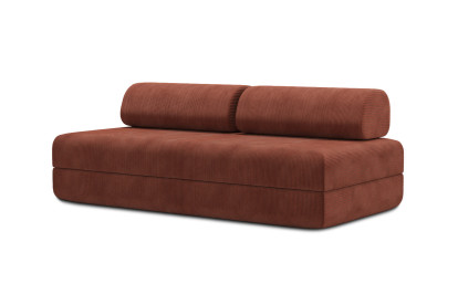 Canapé 3 places convertible et modulable, mousse écologique et assise ferme  - Velours côtelé Terracotta
