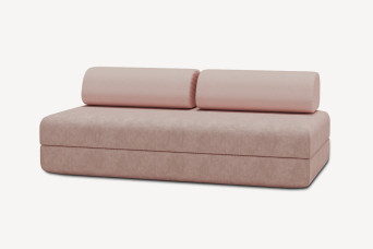 Canapé 3 places convertible et modulable, mousse écologique et assise ferme  - Velours côtelé Rose pâle