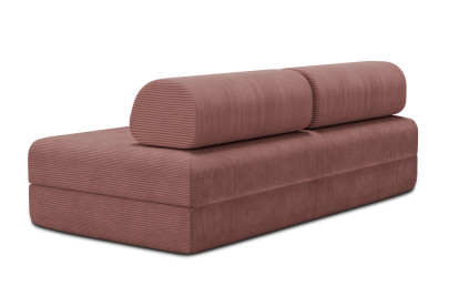 Canapé 3 places convertible et modulable, mousse écologique et assise ferme  - Velours côtelé Rose