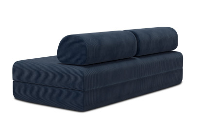 Canapé 3 places convertible et modulable, mousse écologique et assise ferme  - Velours côtelé Bleu