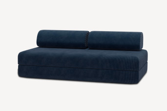 Canapé 3 places convertible et modulable, mousse écologique et assise ferme  - Velours côtelé Bleu