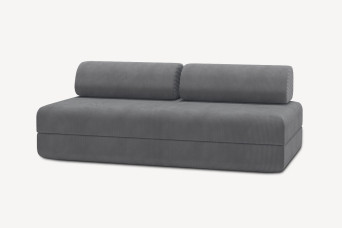 Canapé 3 places convertible et modulable, mousse écologique et assise ferme  - Velours côtelé Gris