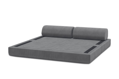 Canapé 3 places convertible et modulable, mousse écologique et assise ferme  - Velours côtelé Gris