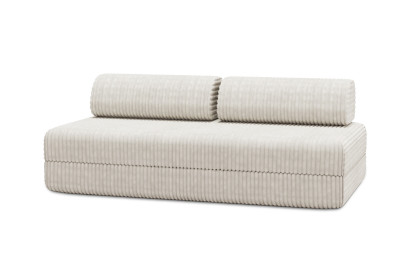 Canapé 3 places convertible et modulable, mousse écologique et assise ferme  - Velours côtelé XL Blanc