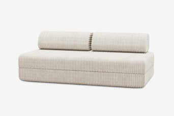 Canapé 3 places convertible et modulable, mousse écologique et assise ferme  - Velours côtelé XL Blanc