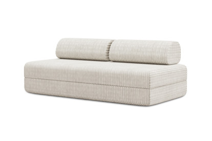 Canapé 3 places convertible et modulable, mousse écologique et assise ferme  - Velours côtelé XL Blanc