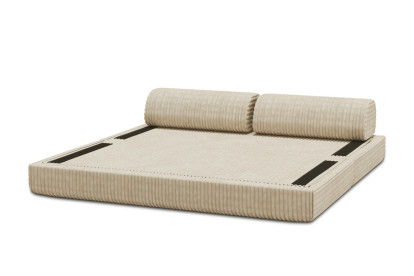 Canapé 3 places convertible et modulable, mousse écologique et assise ferme  - Velours côtelé XL Beige