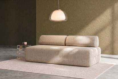 Canapé 3 places non convertible et modulable - Velours côtelé XL Beige