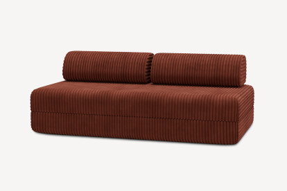 Canapé 3 places convertible et modulable, mousse écologique et assise ferme  - Velours côtelé XL Terracotta