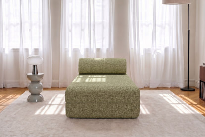 Méridienne convertible et modulable, mousse écologique et assise ferme  - Tissu tweed Vert