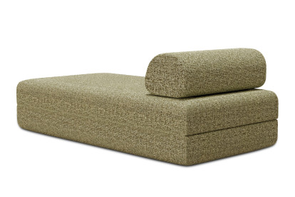 Méridienne convertible et modulable, mousse écologique et assise ferme  - Tissu tweed Vert