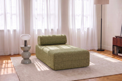 Méridienne non convertible et modulable - Tissu tweed Vert