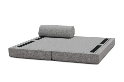 Méridienne convertible et modulable, mousse écologique et assise ferme  - Tissu tweed Gris