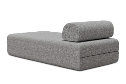 Méridienne convertible et modulable, mousse écologique et assise ferme  - Tissu tweed Gris