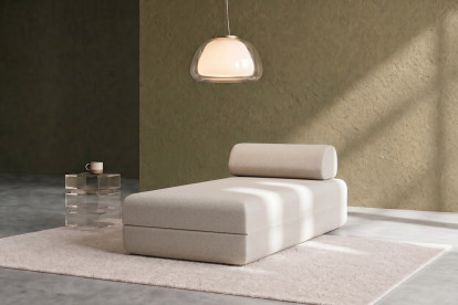 Méridienne convertible et modulable, mousse écologique et assise ferme  - Tissu lisse Beige