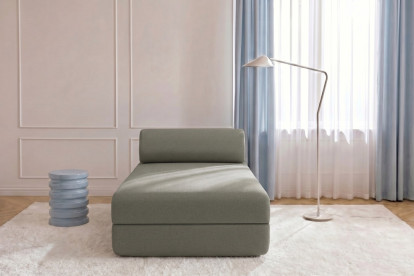 Méridienne convertible et modulable, mousse écologique et assise ferme  - Tissu lisse Taupe