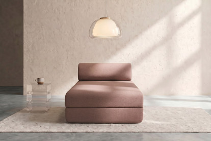 Méridienne convertible et modulable, mousse écologique et assise ferme  - Tissu lisse Terracotta