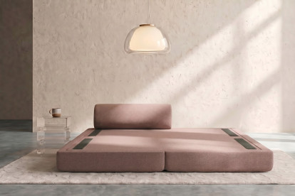 Méridienne convertible et modulable, mousse écologique et assise ferme  - Tissu lisse Terracotta