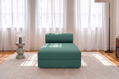 Méridienne convertible et modulable, mousse écologique et assise ferme  - Tissu lisse Vert
