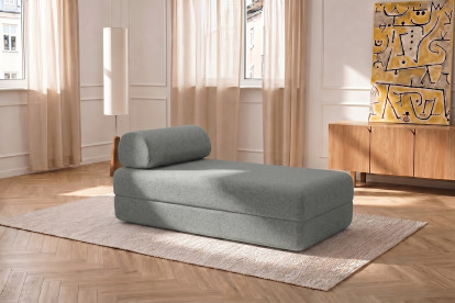 Méridienne convertible et modulable, mousse écologique et assise ferme  - Tissu lisse Gris