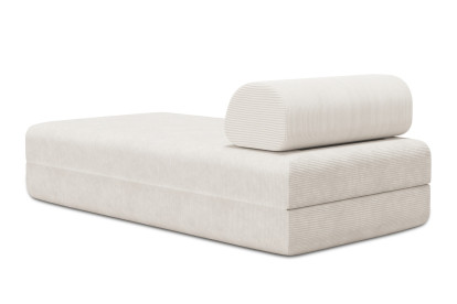 Méridienne convertible et modulable, mousse écologique et assise ferme  - Velours côtelé Blanc
