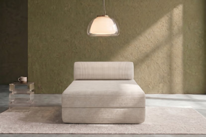 Méridienne convertible et modulable, mousse écologique et assise ferme  - Velours côtelé Blanc