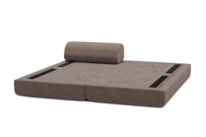 Méridienne convertible et modulable, mousse écologique et assise ferme  - Velours côtelé Taupe