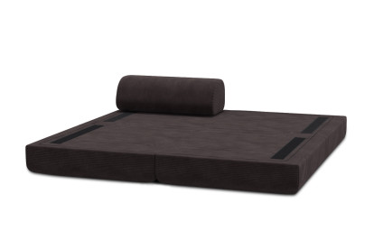 Méridienne convertible et modulable, mousse écologique et assise ferme  - Velours côtelé Marron