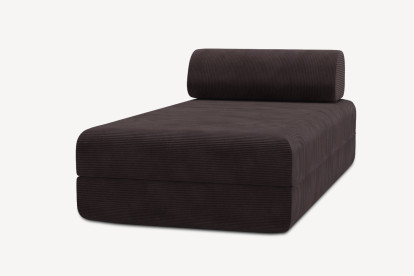 Méridienne convertible et modulable, mousse écologique et assise ferme  - Velours côtelé Marron