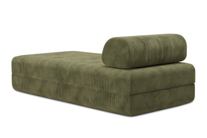 Méridienne convertible et modulable, mousse écologique et assise ferme  - Velours côtelé Vert