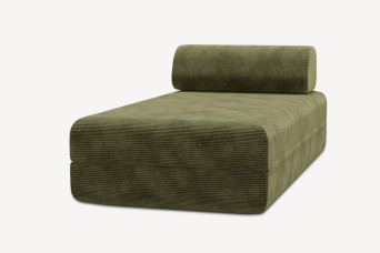 Méridienne convertible et modulable, mousse écologique et assise ferme  - Velours côtelé Vert