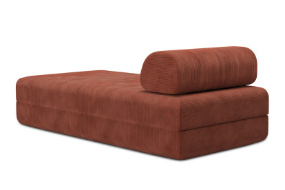 Méridienne convertible et modulable, mousse écologique et assise ferme  - Velours côtelé Terracotta