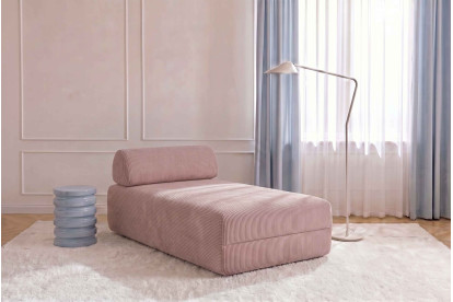 Méridienne non convertible et modulable - Velours côtelé Rose pâle