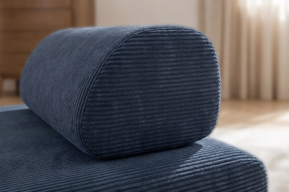 Méridienne convertible et modulable, mousse écologique et assise ferme  - Velours côtelé Bleu