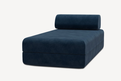 Méridienne convertible et modulable, mousse écologique et assise ferme  - Velours côtelé Bleu