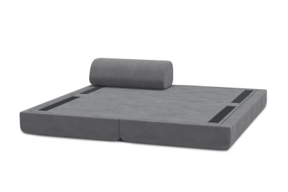 Méridienne convertible et modulable, mousse écologique et assise ferme  - Velours côtelé Gris
