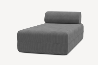 Méridienne non convertible et modulable - Velours côtelé Gris