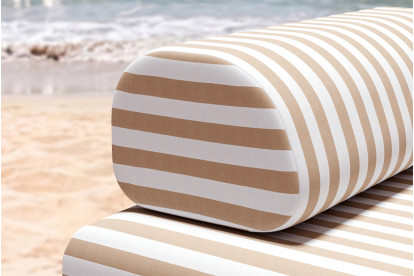 Méridienne modulable, mousse écologique et assise ferme  - Tissu extérieur à rayures, blanc et marron
