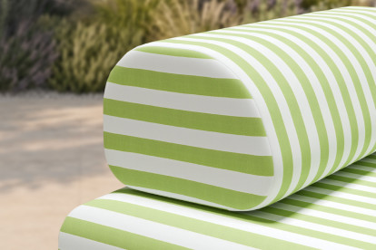 Méridienne modulable, mousse écologique et assise ferme  - Tissu extérieur à rayures, blanc et vert anis