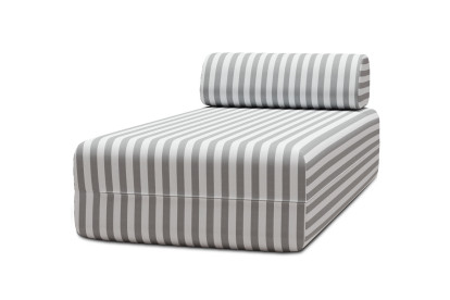 Méridienne modulable, mousse écologique et assise ferme  - Tissu extérieur à rayures, blanc et gris