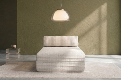 Méridienne non convertible et modulable - Velours côtelé XL Blanc
