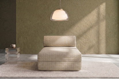 Méridienne convertible et modulable, mousse écologique et assise ferme  - Velours côtelé XL Beige
